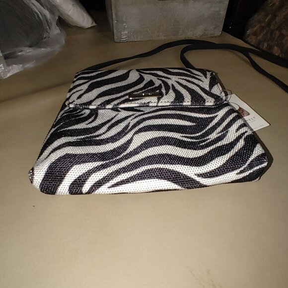 Nine West Zebra Print Crossbody Small Bag Black White Snap Closure Strap - Picture 9 of 10